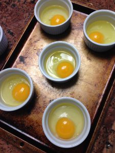 Bake eggs in ramekins