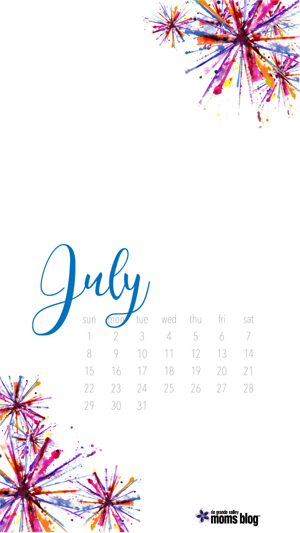 July Phone Splash Calendar Background
