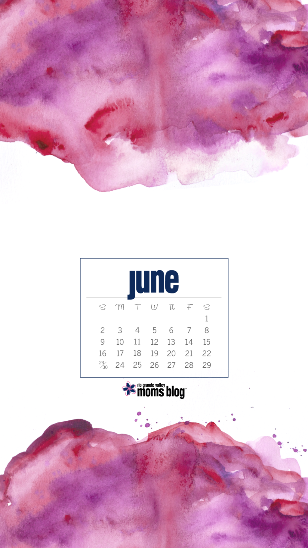 June 2019 - Calendar - Watercolor
