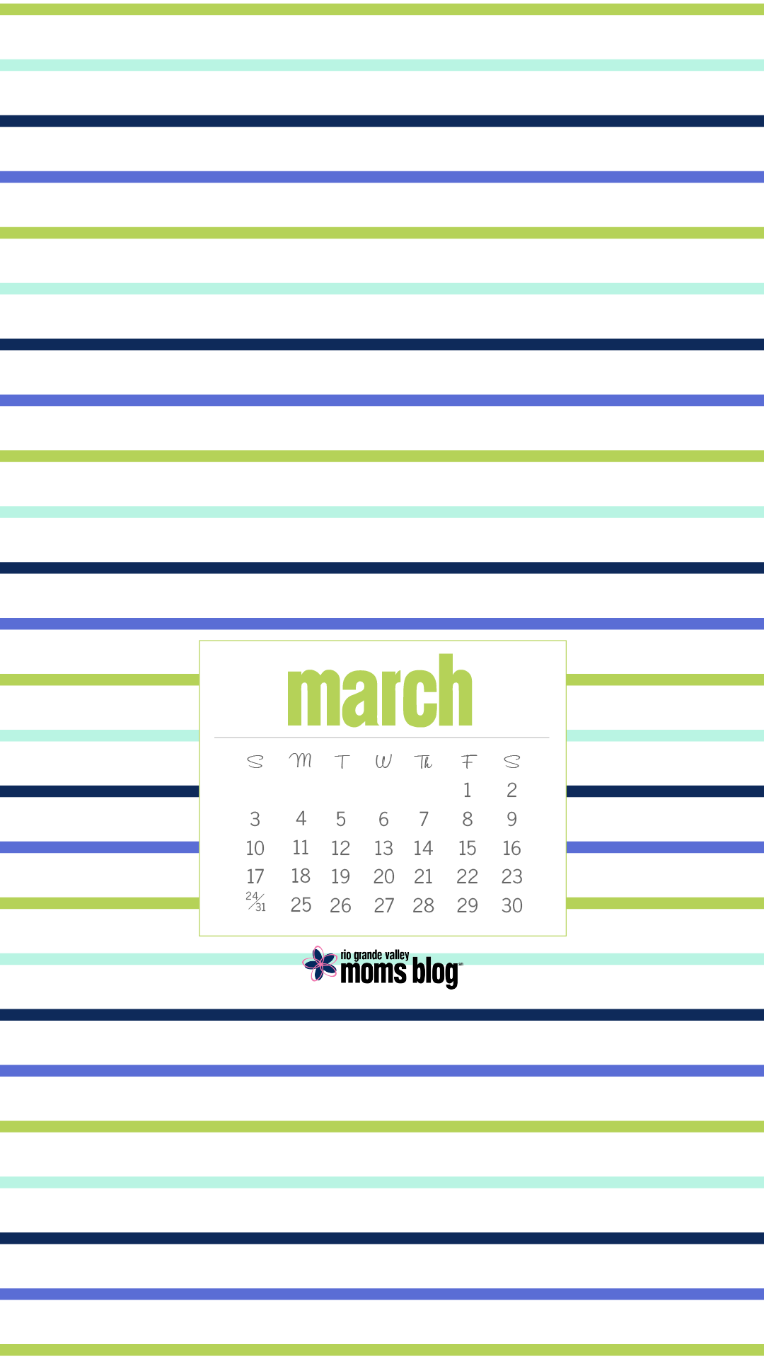 March 2019 - Calendar - Stripes